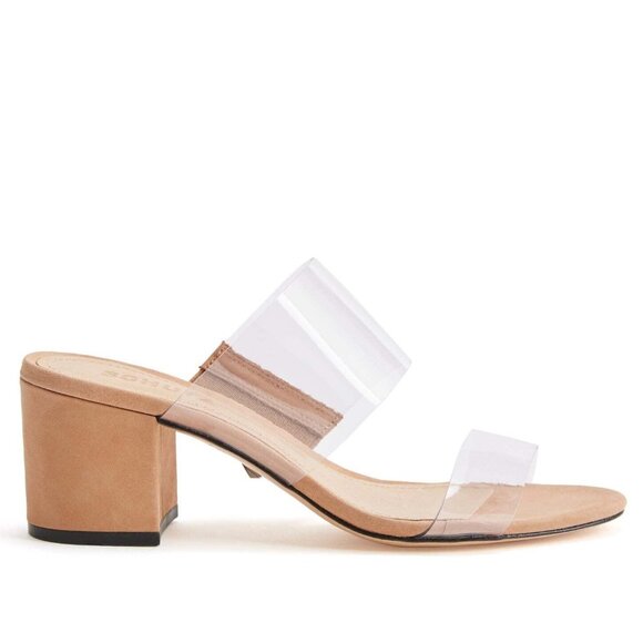 SCHUTZ Women's Victorie Slides, Honey Beige, Tan, Clear, 7.5 Medium US - Picture 1 of 1